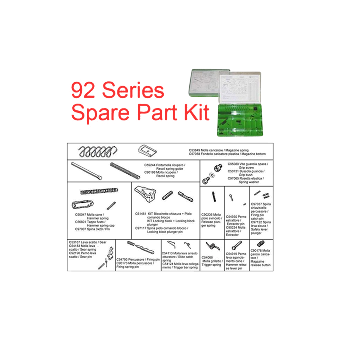 Beretta Kit Spare Parts For Pistols 92 Series